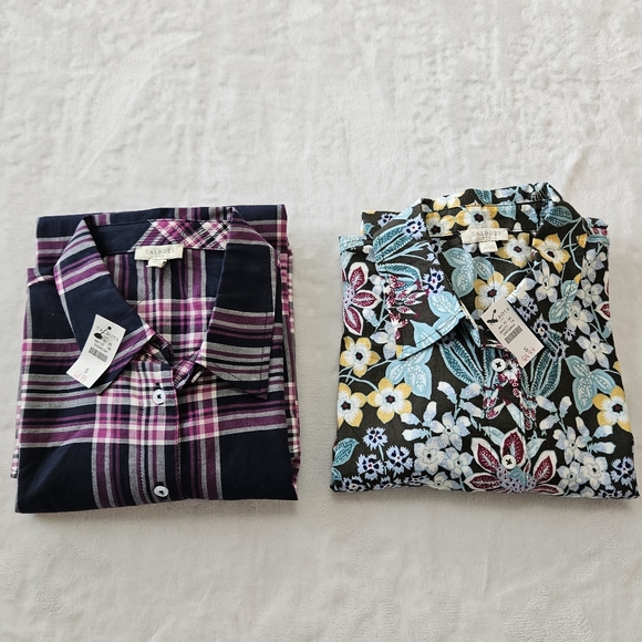 NWT Talbots Button Down Shirt Lot Small Floral & Plaid - Picture 1 of 12